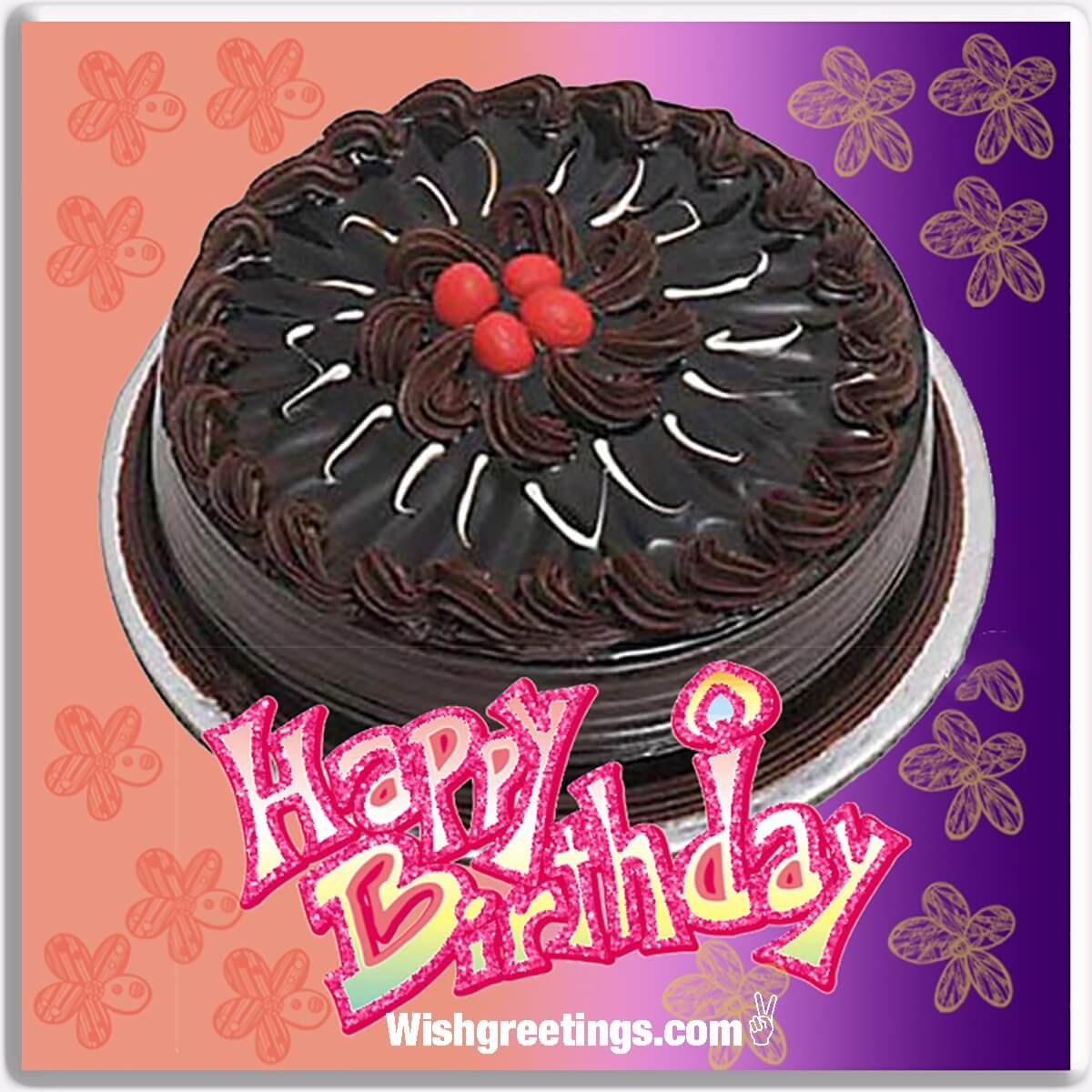 Happy Birthday Black Chocolate Round Cake