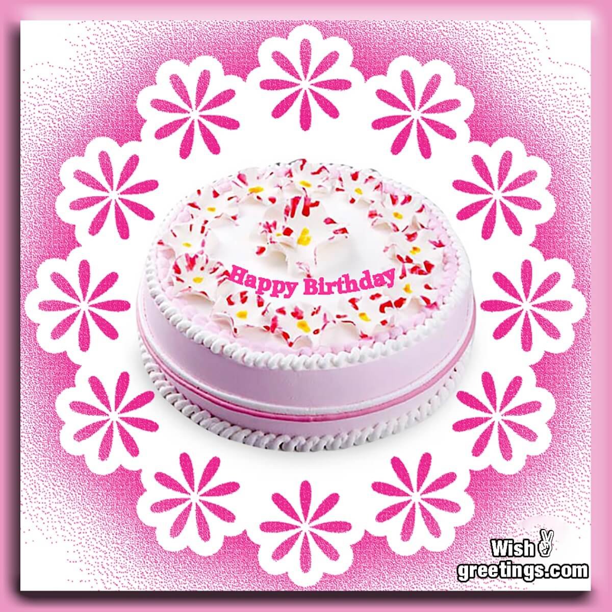 Happy Birthday Pink Round Cake