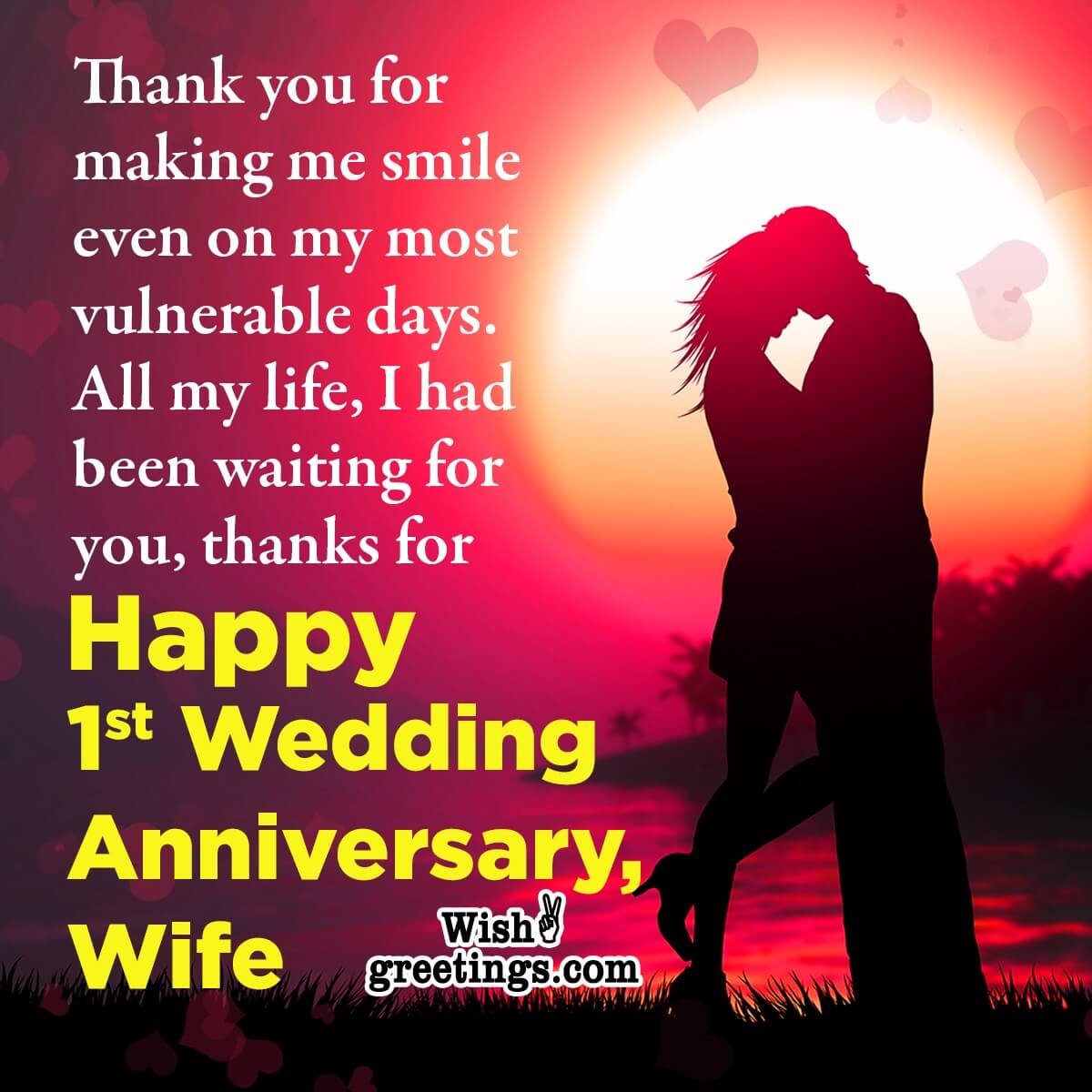 First Wedding Anniversary Wishes For Wife - Wish Greetings