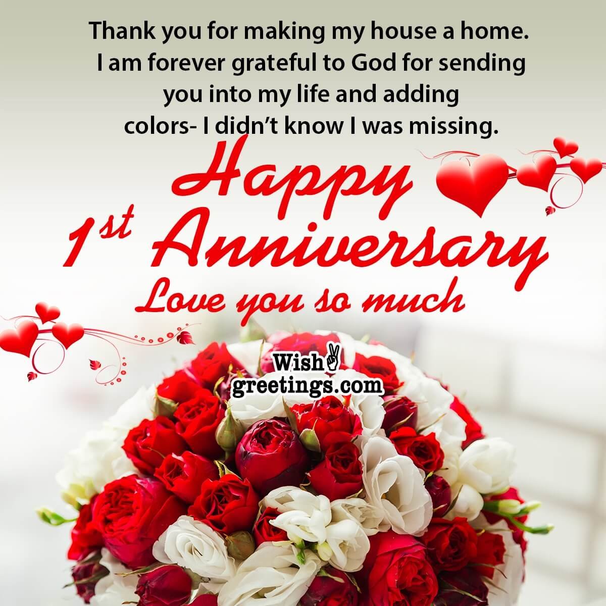 First Wedding Anniversary Wishes For Wife - Wish Greetings