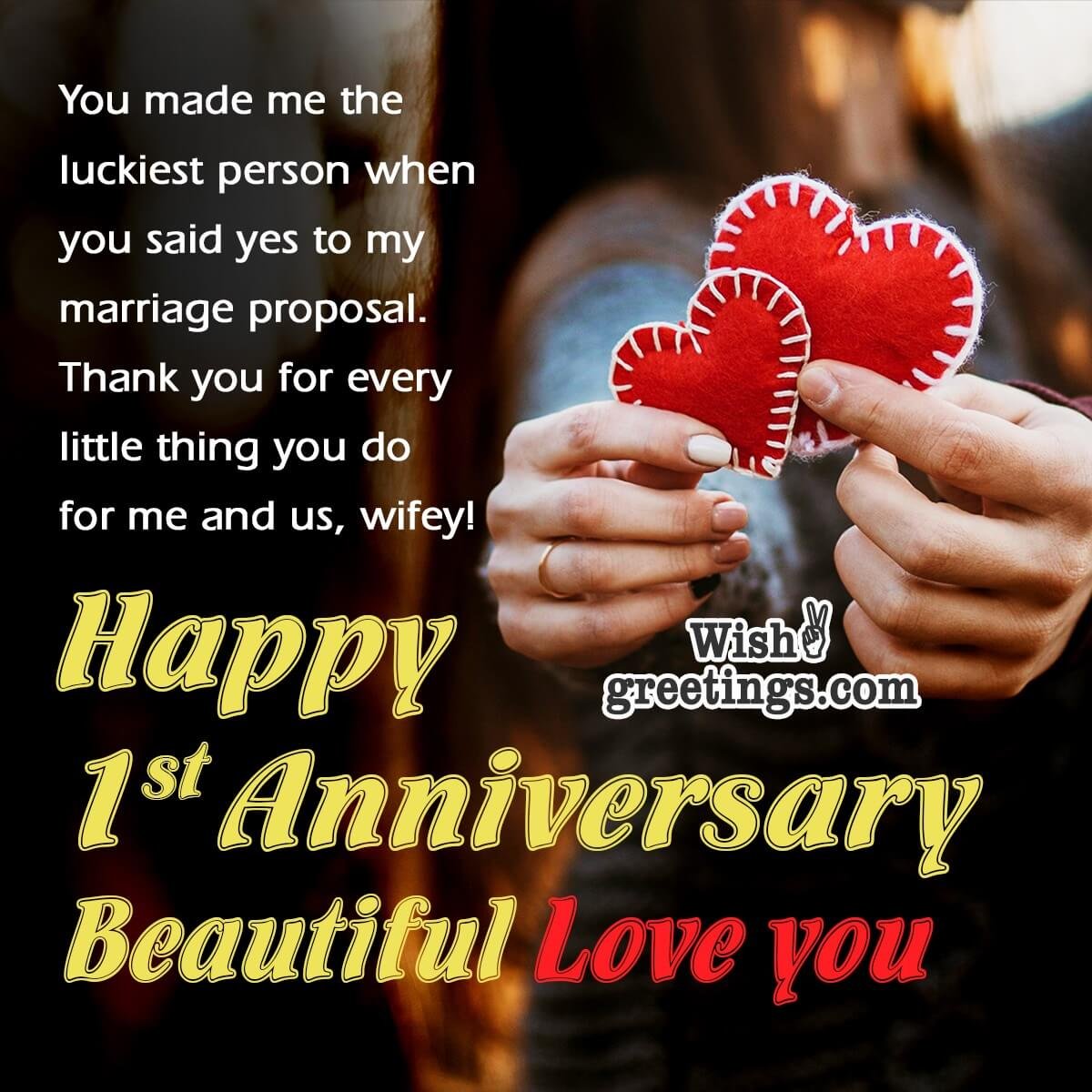 Happy 1st Wedding Anniversary Wishes For Wife