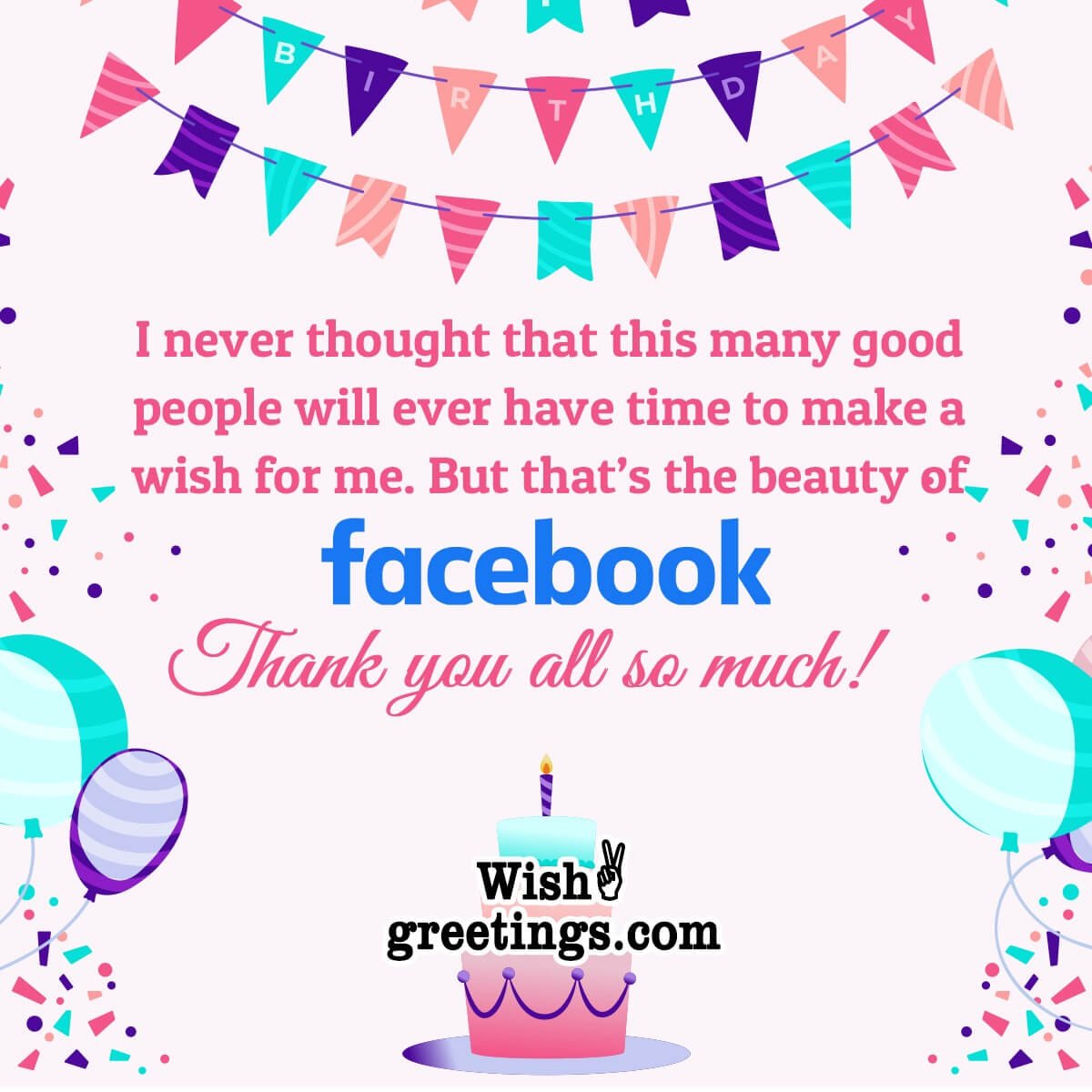 Thank You for Birthday Wishes on Facebook - Wish Greetings