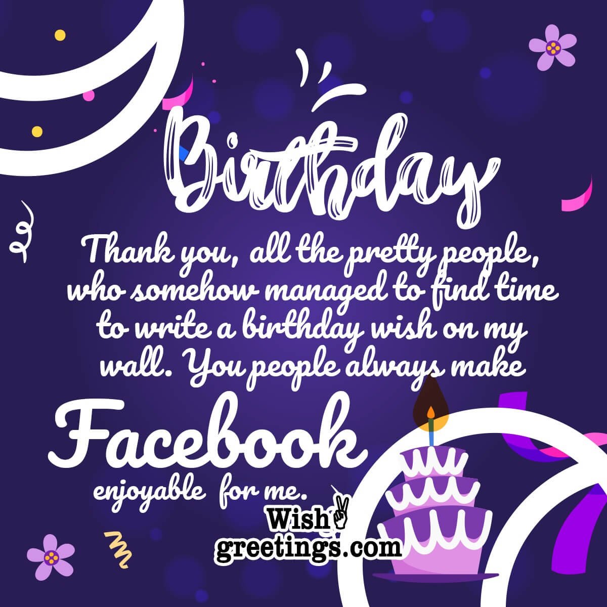 Thank You for Birthday Wishes on Facebook - Wish Greetings