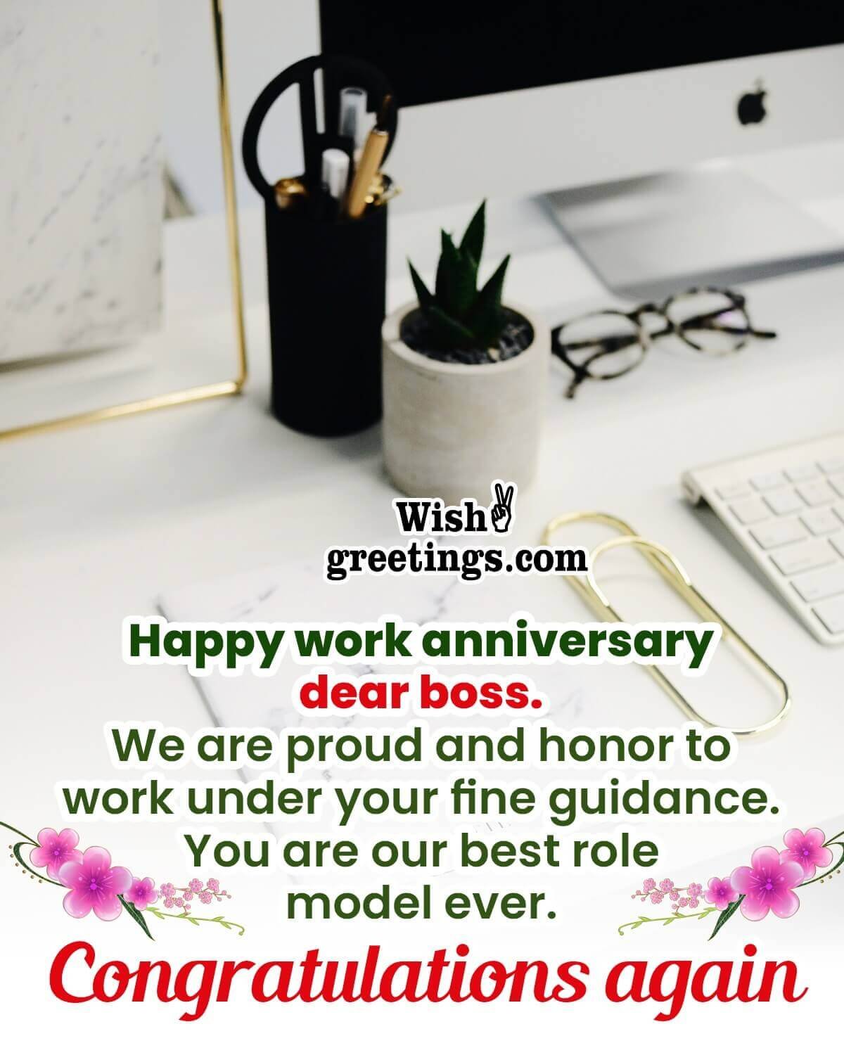 Happy Work Anniversary Dear Boss