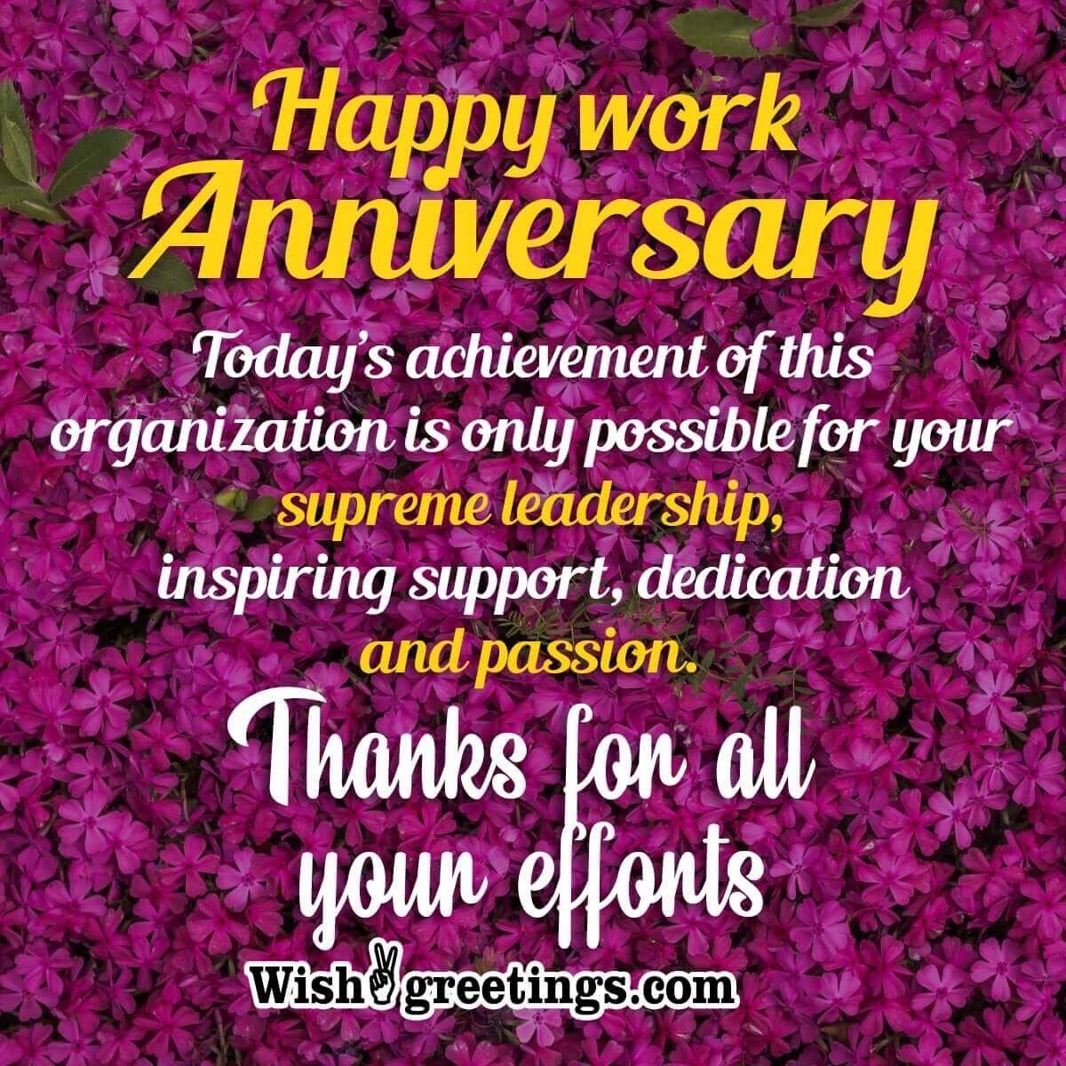 Work Anniversary Wishes For Boss - Wish Greetings