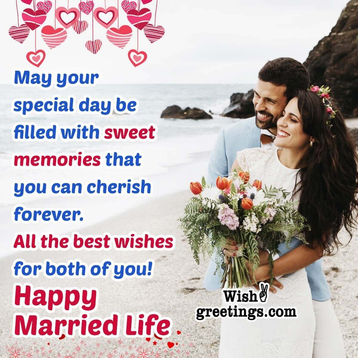 Happy Married Life Greeting Image