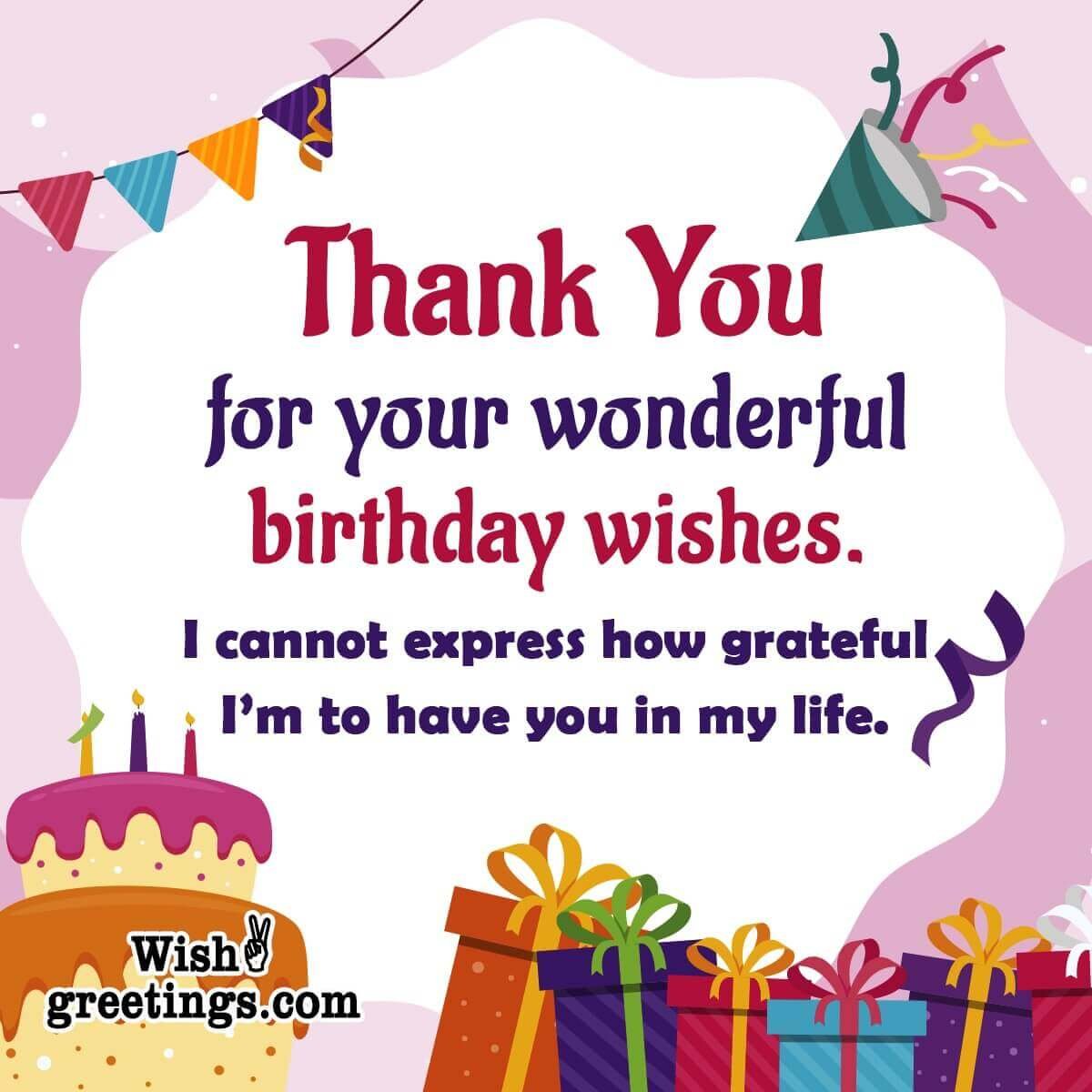 Wonderful Thank You Birthday Wish Image
