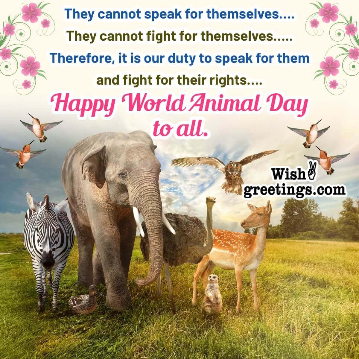 Happy World Animal Day Quote Pic