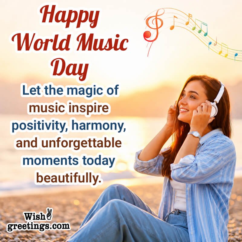 Happy World Music Day Positivity Wishing Image