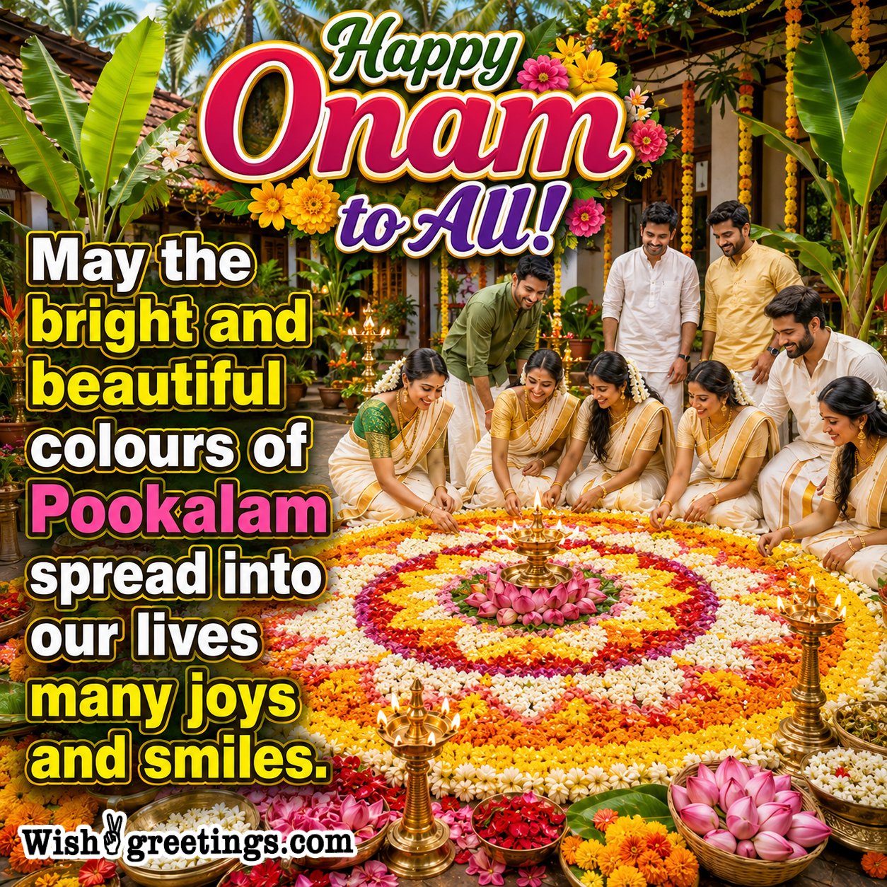Happy Onam To All Bright Image With Joys And Smile