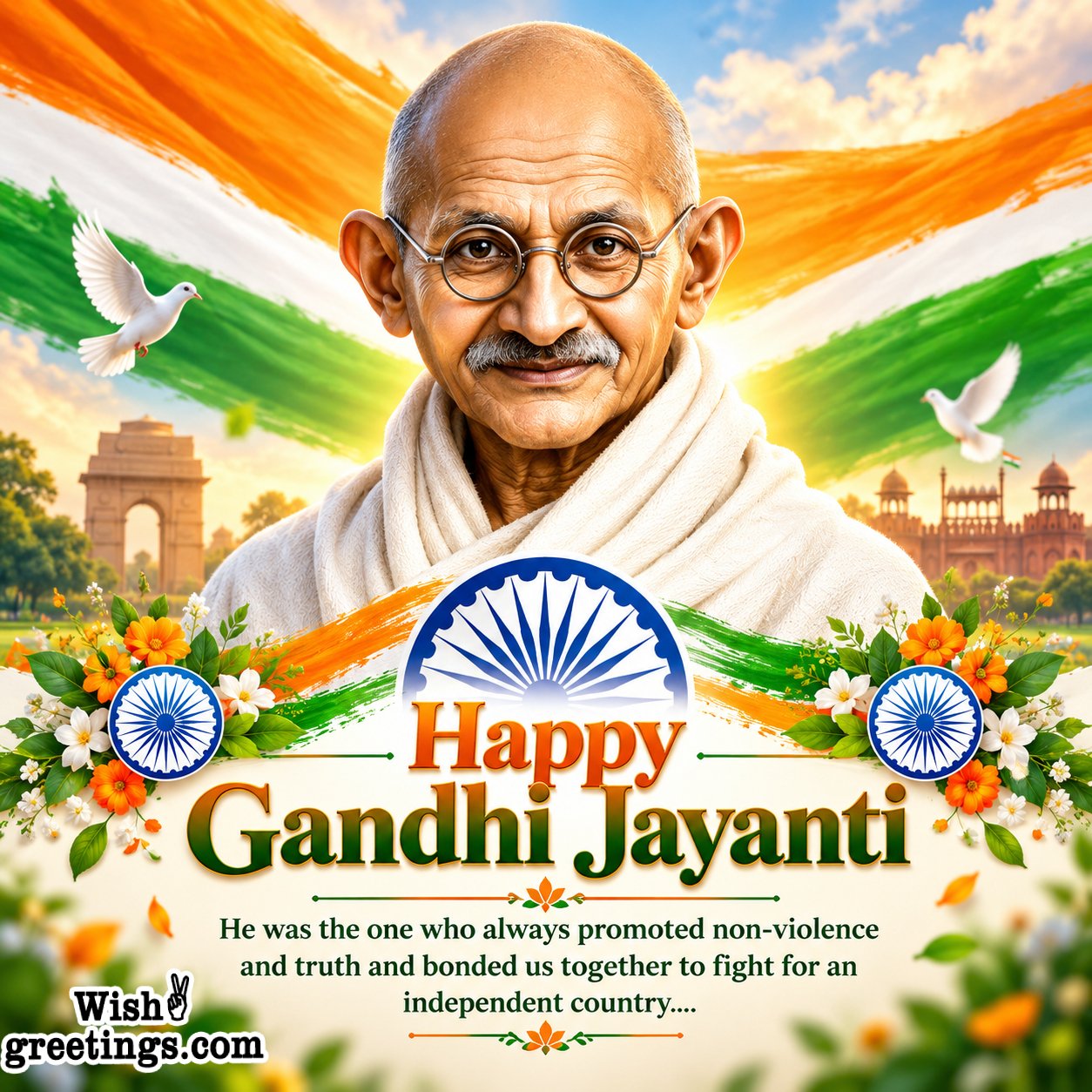 Happy Gandhi Jayanti Non Violance Wish Image