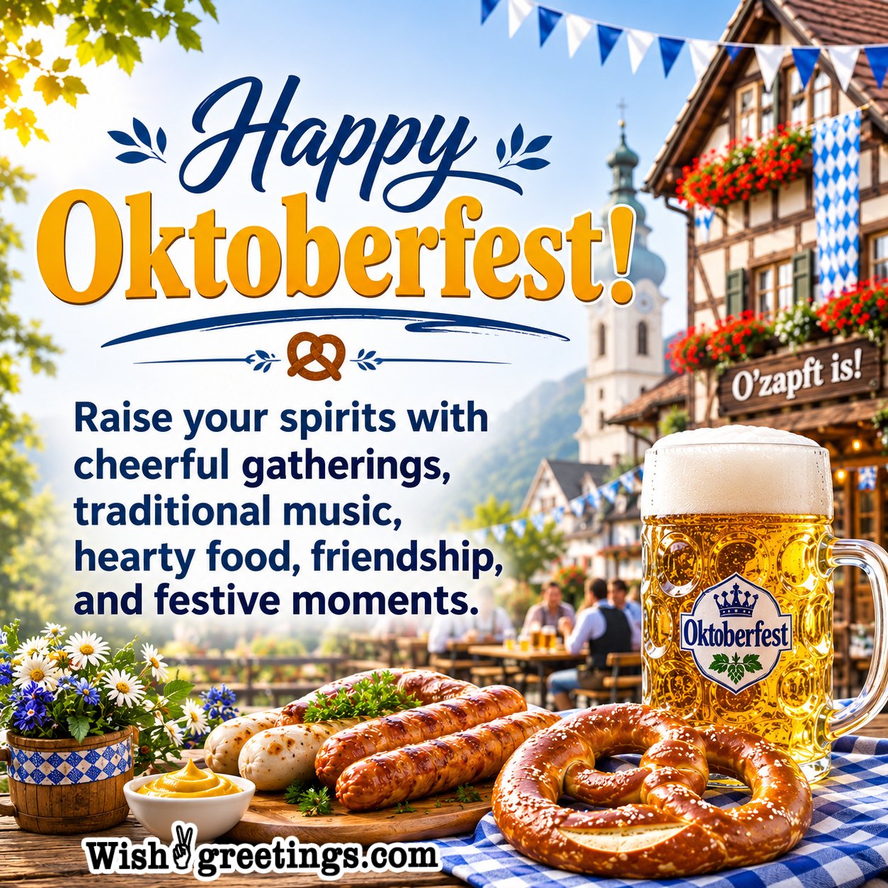 Happy Oktoberfest Wish Pic With Cheerful Gatherings