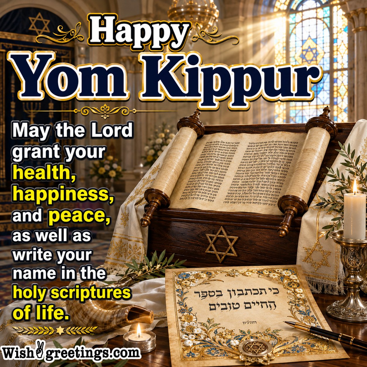 Happy Yom Kippur With Holy Scriptures Image